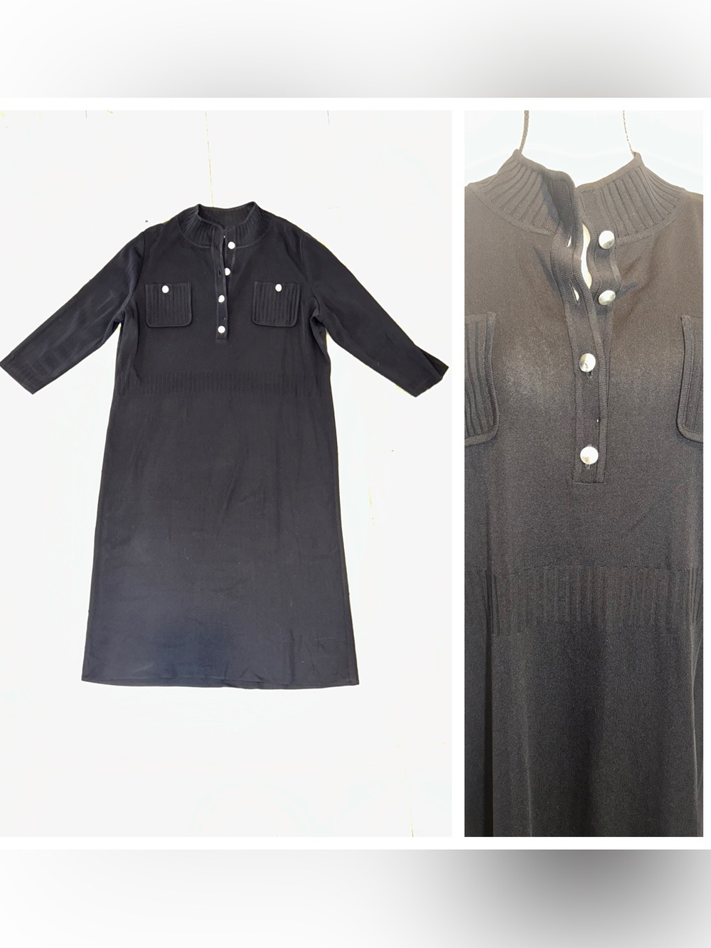 Misook Acrylic Black Knit Midi Dress